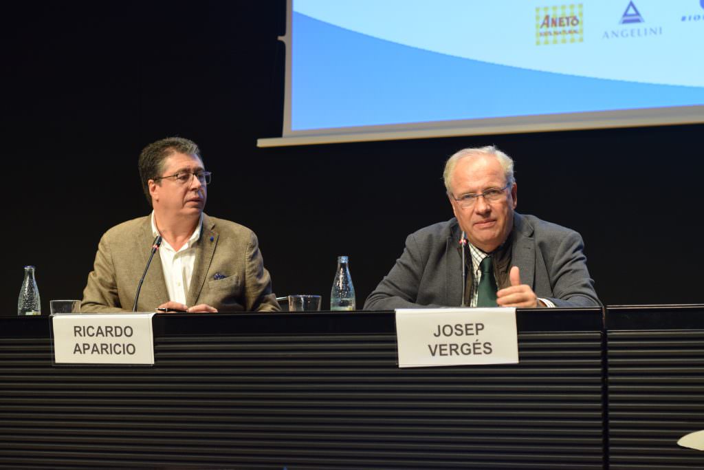 El periodista especializado en salud Ricardo AparIcio y el Dr. Josep Vergés durante el congreso