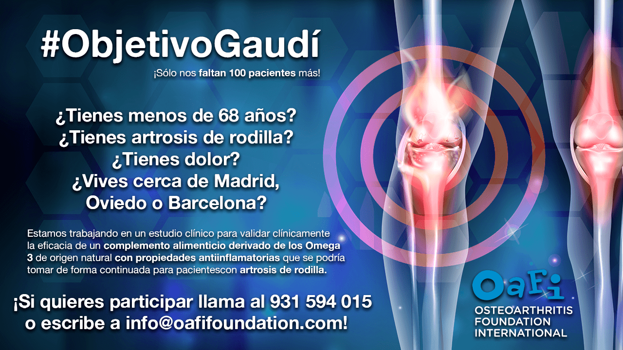 Súmate al #ObjetivoGaudí, buscamos pacientes con artrosis de rodilla para participar en un estudio científico