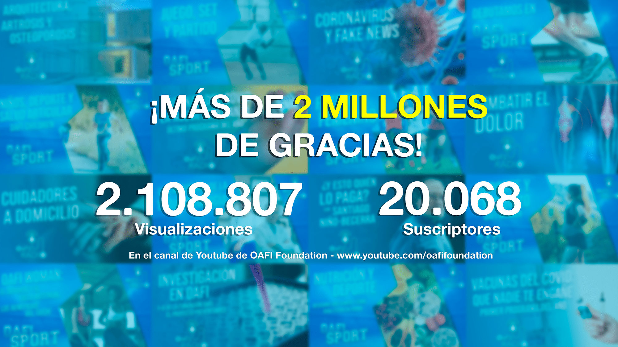 El canal de Youtube de OAFI llega a los 2 millones de visualizaciones y a los 20.000 suscriptores